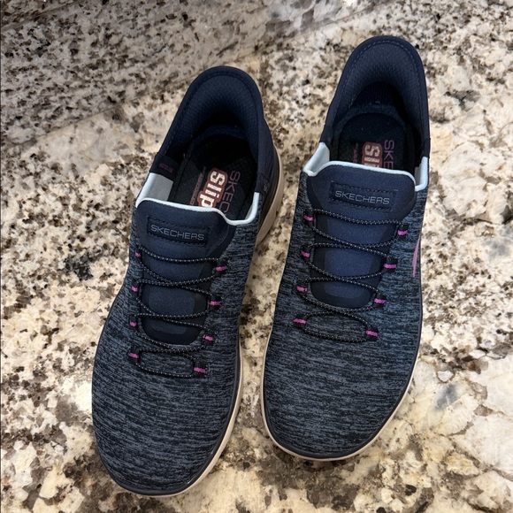 Skechers Shoes - New Skechers, Women’s Blue with Fischia Accents - Slip-On Sneakers size 8